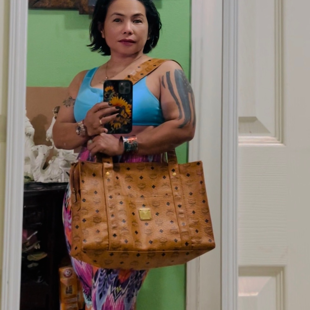 Auth-MCM Tote Bag Brown in Color.